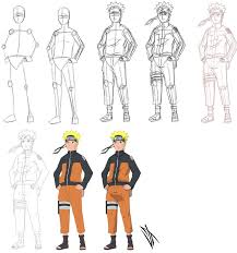 Draw a curved line across the top of the face. Step By Step Uzumaki Naruto Naruto Drawings Drawing Naruto Naruto Sketch
