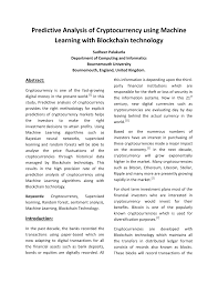 There's much to gain and lose in the volatile cryptocurrency market, and this guide to understanding a technical analysis will help you make better decisions. Pdf Predictive Analysis Of Cryptocurrency Using Machine Learning With Blockchain Technology