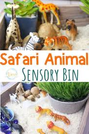 This Safari Animal Sensory Bin Combines White Rice And Stones For A Fun And Engaging Sensory Base Fo Safari Animal Crafts Safari Animals Preschool Sensory Bins