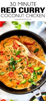This Less Than 30 Minute Thai Red Curry Chicken Tastes Straight Out Of A Restaurant Its Wonderfully Thick And Creamy Bursting With Cuisine Asiatique