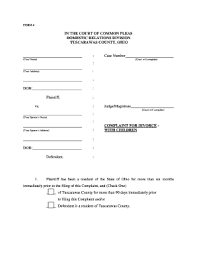 Easy online dissolution of marriage in ohio, divorce forms with no lawyer fees for just $139.00 — save your in ohio, the average cost of divorce(a contested case since an uncontested is defined as how to divorce a spouse in jail in ohio. Fillable Online Co Tuscarawas Oh Tuscarawas County Complaint For Divorce Form Fax Email Print Pdffiller