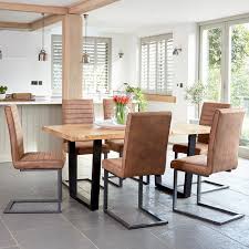 4pcs/set dining room chairs pu leather white kitchen. Loft 1 8m Dining Table With 6 Chairs Metal Leg Waxed Oak Dining Sets