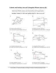The Volume And Surface Area Of Triangular Prisms B Math Worksheet Page 2 Triangular Prism Triangular Math Worksheet