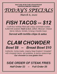 Maybe you would like to learn more about one of these? Knights Of Columbus Fish Fry Fridays Special S For March 6