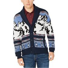American Rag Mens Mountain Cardigan Sweater Blue Large Walmart Com