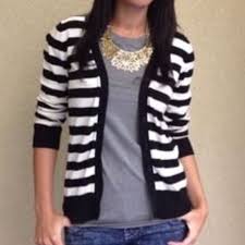 Black And White Striped Cardigan Sweater 20 Off Sale Black White Cardigan Black And White Cardigans Beautiful Cardigans Striped Cardigan