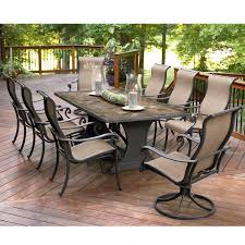 Outdoor Brown Conventional Stained Steel Dining Set With Candle Also Patio Sets On Sale Fo Agio Patio Furniture Clearance Patio Furniture Patio Furniture Sets
