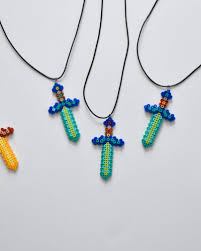 Made with fuse beads size: Diy Minecraft Necklace Birthday Party Favors Birchwood Dream
