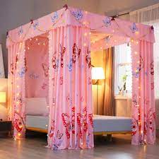 Sizing works for everyone use these beautiful bed canopy curtains on your twin, twin xl, full, queen, king, or california king canopy bed frame. Buy Mengersi Princess Butterfly Canopy Bed Curtains For Girls Pink Bed Drapes Curtains Twin Size Online In Turkey B07zj8lqp9