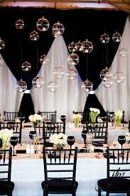 30 Ways To Use Hanging Glass Globes At Your Wedding Black And White Wedding Theme Wedding Decorations Black And White Theme