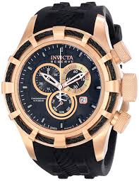 montre invicta bolt homme 15775 quartz chronographe verre saphir cadran en acier inoxydable or bracelet en silicone noir date etanche 20 bars