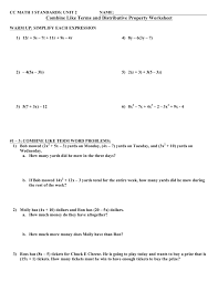 Finally, combine like terms by adding or subtracting whichever is required. Combine Like Terms And Distributive Property Worksheet Pages 1 3 Flip Pdf Download Fliphtml5