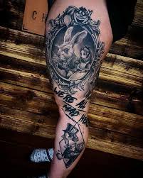 At the white queen's castle, alice learns that she has been to wonderland before as a child. Alice In Wonderland Tattoo Gorgeous Zombie Tattoos Wonderland Tattoo Leg Tattoos