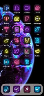 Discover a collection of logo templates including neon word templates, neon boxes and neon shaped logos tailored for you. World Class Night Life Style App Icons Package For Iphone Home Screen Customize Your Home Screen App Icon Wallpaper Iphone Neon App Logo