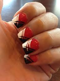 Black And Red Acrylic Nail Ideas Black Red And White Nails Red And White Nails Black Nail Designs Red Gel Nails