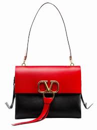 Valentino Medium V Ring Black Red Colorblock Smooth Calfskin Leather Shoulder Bag 54 Off Retail Shoulder Bag Leather Shoulder Bag Valentino Garavani