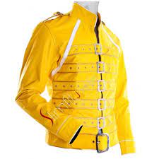 Freddie Mercury Concert Yellow Replica Jacket Leather Jacket Style Leather Jacket Men Style Real Leather Jacket