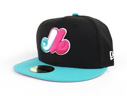 Montreal Expos New Era 59fifty Fitted Hats South Beach Color Way Black Teal Magenta Fitted Hats Black And Teal New Era 59fifty