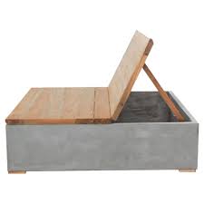 Ian Modern Square Wood Top Grey Concrete Base Outdoor Storage Coffee Table Contemporary Outdoor Storage Outdoor Storage Coffee Table With Storage