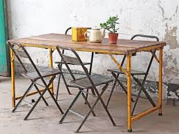 View Our Vintage Folding Table Wood And Metal Yellow From The Collection Plantp In 2020 Vintage Outdoor Furniture Metal Dining Room Classic Dining Room Furniture