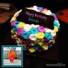 Birthday Cake For Sister Images Download The Name Simran Is Generated On Colorful Birthday Cake For Sister With Name Image Down Happy Birthday Cake Photo Colorful Birthday Cake Birthday Wishes Cake