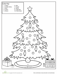 Color By Number Christmas Tree Worksheet Education Com Christmas Coloring Sheets Christmas Tree Coloring Page Christmas Worksheets
