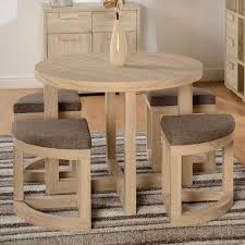 Dining Table Set Chairs 5pcs Wooden Oak Finish Round Brown Seat Living Room Big Woodendiningroomchairs Dining Room Furniture Sets Furniture Home Furniture