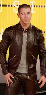 Nick Jonas Arriving For The Vma S Leather Jacket Leather Jacket Men Celebrity Jackets