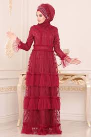 Nayla Collection Firfirli Bordo Tesettur Elbise 8600br The Dress Elbise Musluman Modasi