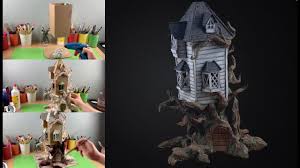 How To Make A Fantasy Model Fairy Treehouse Fairy Ornament Youtube Fantasy Model Tree House Fairy