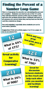 Find The Percent Of A Number Loop Game Easy Prep Ccss Math Elementary School Math Activities