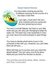 Luckily, all hope is not lost. Desert Island Choices Teaching Resources