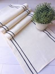 Farmhouse Table Runner With Black Stripes Rustic Burlap Table In 2020 Farmhouse Table Runners Farmhouse Table Burlap Table Runners