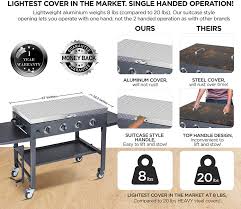 Two handles make it easy to take off and put on. Buy Griddle Cover 36 Works For Blackstone Griddle 36 Inch Waterproof Diamond Plated Lightweight Aluminum Hard Top Grill Lid With Stainless Steel Handle For Outdoor Bbq Hood Black Stone Grille Accessories Online