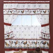 5pc Kitchen Curtain Complete Set Rooster Design With Panels Valance Tiebacks Walmart Com In 2021 Kitchen Curtains Curtains Cottage Curtains