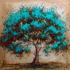 Pin By Diamondxpres Diamond Paintin On Baum Abstract Tree Painting Simple Acrylic Paintings Teal Wall Art