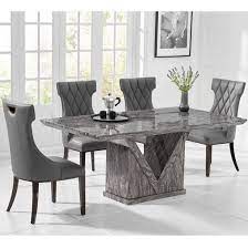 Some tables and chairs have a larger form, however. Carvelle Small Marble Dining Table In Grey With 4 Rome Chairs Elegant Furniture Uk