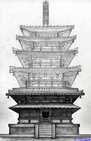 How To Draw A Pagoda Japanese Pagoda Step 18 Japanese Pagoda Traditional Japanese Architecture Japanese Temple