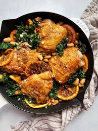 Crispy Chicken Thighs With White Beans Shallots And Caramelized Orange Feedfeed Recipe Chicken Chickenthighr Crispy Chicken Thighs Orange Recipes Recipes
