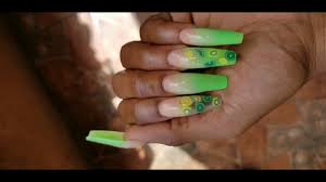 50 coffin acrylic nail designs for short nails koees blog. Lemon Lime Ombre Acrylic Nails Fimo Nail Art Coffin Shape Nails I M Back Youtube