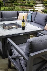 Also, check it comes with stainless steel for durability. Hartman Sorrento Square Casual Dining Set With Gas Fire Pit Table In Xerix Slate Pits Pots And Patios