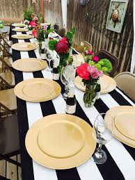 Black And White Centerpieces For Parties Kate Spade Inspired Party Decor Black And White Stripes Gold And Bright F Brunch Party Decorations Black And White Party Decorations White Party Decorations