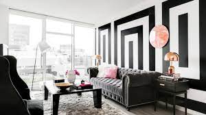 Black comfortable sofa around the dark fur rug on the. 18 Gorgeous Living Room Color Schemes For Every Taste