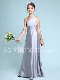 Abito cerimonia bambina tulle cerniera monospalla senza maniche festoni alle caviglie eur € 82,75. 78 39 A Tubino Monospalla Lungo Chiffon Satin Abiti Da Damigella Bambina Con Con Ruche Drappeggio Di Lato Naturale