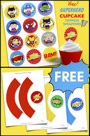 Superhero cupcake toppers, cake toppers, superhero invitations, party labels, superhero favor tags, straw flags, superhero welcome signs, a happy birthday banner, and tented cards. Superhero Printables