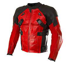 Deadpool Costume Cosplay Motor Sports Track Leather Jacket Motorcycle Leather Jacket Men Leather Jacket Zipper Motorbike Jackets