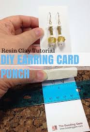 Making earring cards are a great way to present them properly for either purpose. Resin Clay Earring Card Punch Tutorial The Beading Gem S Journal Jewelry Display Cards Earring Cards Diy Earring Cards