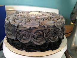 Black And White Ombre Cake Black Ombre Rose Cake Ombre Rosette Cake Rosette Cake Rose Ombre Cake