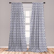 If you are looking for bedroom ideas navy curtains you've come to the right place. East Urban Home Ambesonne Ikat Curtains Eastern Ornament In Blue Exotic Art Elements Curves Simple Design Window Treatments 2 Panel Set For Living Room Bedroom Decor 56 X 63 Navy Blue White Wayfair