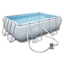 Bestway 56931 Power Steel Piscina Fuori Terra Base Struttura E Liner Rettangolare 404x201x100 Cm Grigio Piscina Fuori Terra Piscina Struttura